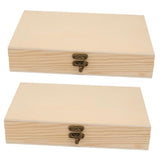 NOLITOY 2 Pcs Storage Box Unfinished Wood Storage Storage Case Locking Chest Wood Tray Jewelry Organizer Case Wood Storage Case Iron With Lock Case NOLITOY