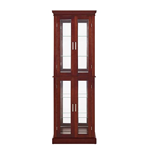 KeDiDo 70" Modern Curio Cabinet with Glass Doors and 6 Adjustable Shelves - WoodArtSupply