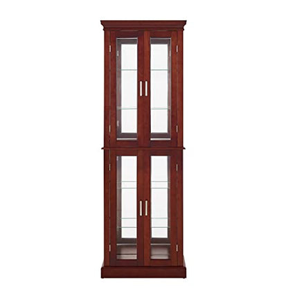 KeDiDo 70" Modern Curio Cabinet with Glass Doors and 6 Adjustable Shelves - WoodArtSupply