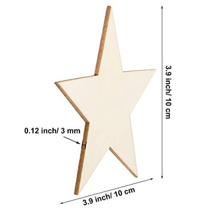 36 Pieces Blank Wood Cutouts Unfinished Wood Pieces for DIY Arts Craft Project, Decoration, Gift Tags (Star)