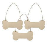 Dog Bone Hanging Wood,Unfinished Sign Blank Hanging Wood DIY 3pcs Samanter