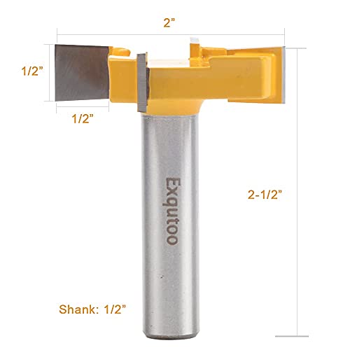 Exqutoo CNC Spoilboard Surfacing Router Bit 1/2 Inch Shank Durable Carbide Tipped Slab Flattening Router Bit Carbide Planer Router Bits Wood Milling Exqutoo