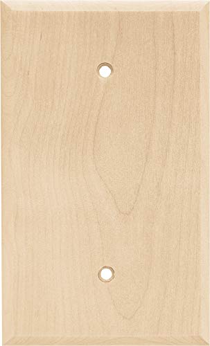 Franklin Brass Wood Square Wall Plate, Unfinished Wood Single Plain Outlet Cover, 1-Pack, W10402-UN-C