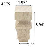 T Tulead Wooden Furniture Feet Unfinished Dresser Legs Sofa Replacement Bun Feet 3.94-Inch Height, Smooth Surface Wood Cabinet Legs 4-Pack T Tulead