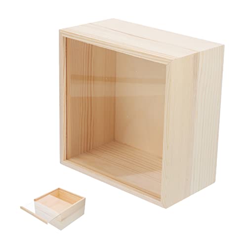 TEHAUX 3pcs Box Storage Wooden Box Sundries Storage Case Wood Crates Unfinished Wooden Decor Party Gifts Supplies Treasure Chest Gift Packing Desk TEHAUX