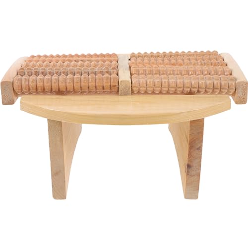 WOFASHPURET Wood Sauna Stool, Foot Rest Under Desk, Foot Roller Stool Sauna Footrest Portable Footstool Fool Massage with Roller for Work, Gaming, WOFASHPURET