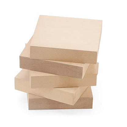 LEXININ 20 PCS 4 x 4 x 1 Inch Square Wood Carving Blocks, Unfinished Basswood Blocks, Blank Natural Wooden Blocks for Crafts, DIY Projects, Carving - WoodArtSupply