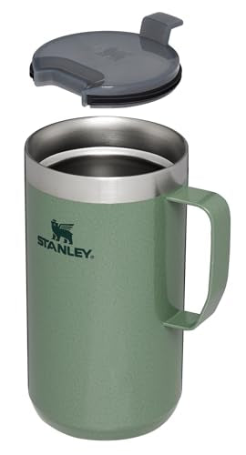 Stanley Stay Hot Camp Mug - Durable 18/8 Stainless Steel Insulated Mug - Splash-Free Tritan™ Drink-Thru Lid - 24 OZ - Hammertone Green - WoodArtSupply