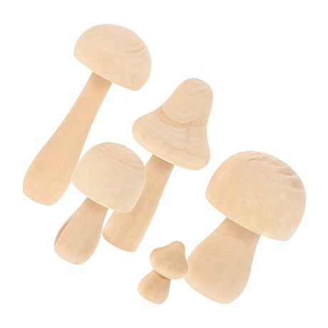 Yardwe 5pcs Kids Toys Mushrooms Decor Crafts Mushroom Toy Unfinished Mushroom Ornaments Painting Mushroom Toy Assorted Size Mushroom Home Decor Yardwe