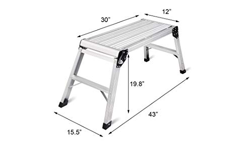 LEADALLWAY Work Platform 30"x12"Step Ladder Heavy Duty Foldable Aluminum Platform 330 LBS Capacity LEADALLWAY