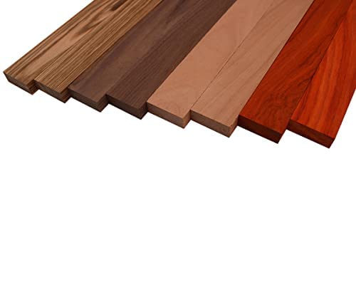 Imported Exotic Hardwood Variety Pack - Zebrawood, Walnut, Padauk, Okoume - 3/4" x 2" (8 Pcs) (3/4" x 2" x 18") Barrington Hardwoods