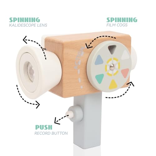 Wooden Mini Pretend Video Camera Toy for Toddlers 1 2 3 Years Old, Christmas Birthday Gifts Photographed Props for Boys Girls Children Kids WoodenEdu