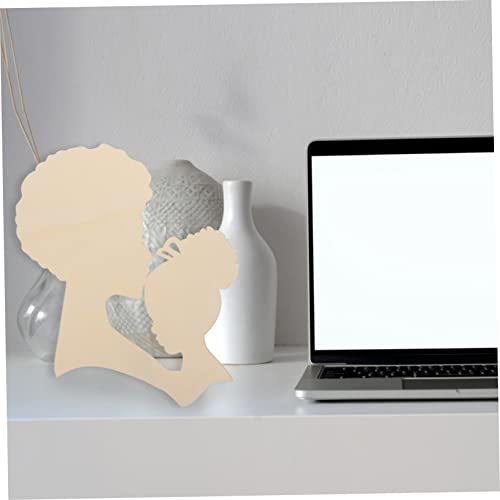 COHEALI Mother's Day Wood Chips Unfinished Wood African Women Wood Cutout Wooden Birch Plywood Discs Home Ornament Head Cutout Girls Crafts Head Mold COHEALI