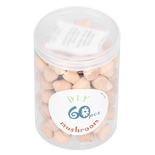 Unfinished Wooden Mushroom, 60PCS Mini Unpainted Wood Mushroom Toy Set for DIY Arts Crafts Decoration CHICIRIS