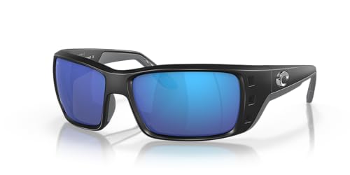 Costa Del Mar Men's Permit Polarized Rectangular Sunglasses, Matte Black/Grey Blue Mirrored Polarized-580G, 62 mm Costa Del Mar