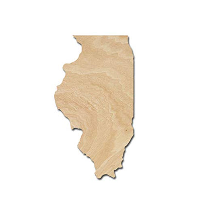 Illinois Wood Cutouts for crafts, Laser Cut Wood Shapes 5mm thick Baltic Birch Wood, Multiple Sizes Available - WoodArtSupply