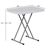 SUPER DEAL 2.5 Foot Plastic Folding Table, Indoor Outdoor Portable Heavy Duty Adjustable Height Kitchen or Camping Barbecues Picnic Party Table, SUPER DEAL