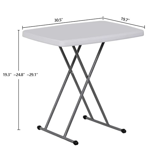 SUPER DEAL 2.5 Foot Plastic Folding Table, Indoor Outdoor Portable Heavy Duty Adjustable Height Kitchen or Camping Barbecues Picnic Party Table, - WoodArtSupply