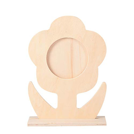 EXCEART Photo Frames 5pcs Unfinished Wood Photo Frame Blank Wooden Picture Frame Flower Shaped Painting Display Holder for DIY Crafts Office Home EXCEART