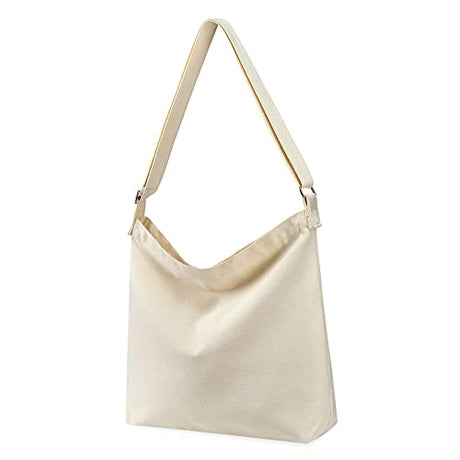 Draw blank off-white Women's blank large Size Canvas Crossbody Tote Handbags Shoulder Bag Hobo Casual Tote Diy/gifts/aesthetic/personalized Draw blank