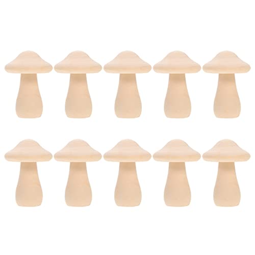 COHEALI 10pcs Wooden Mushroom Wooden Peg Figures Wood Carved Mushrooms Unfinished Doll Balnk Mushroom Model Wood Peg People Toy for Kids Wood Toys