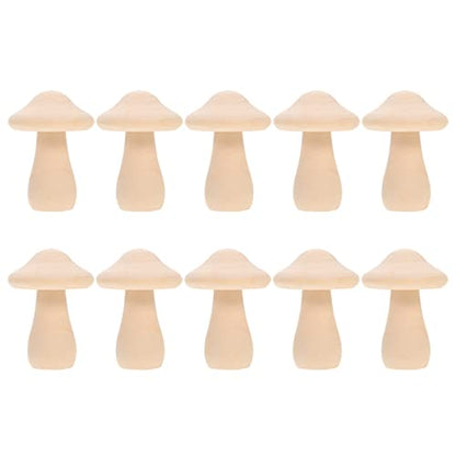 COHEALI 10pcs Wooden Mushroom Wooden Peg Figures Wood Carved Mushrooms Unfinished Doll Balnk Mushroom Model Wood Peg People Toy for Kids Wood Toys