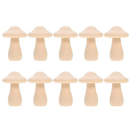 COHEALI 10pcs Wooden Mushroom Wooden Peg Figures Wood Carved Mushrooms Unfinished Doll Balnk Mushroom Model Wood Peg People Toy for Kids Wood Toys COHEALI