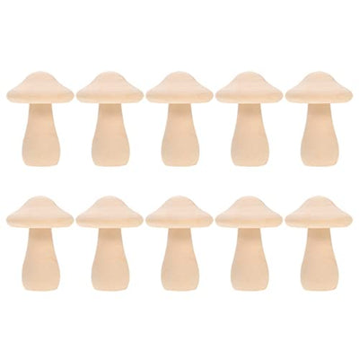 COHEALI 10pcs Wooden Mushroom Wooden Peg Figures Wood Carved Mushrooms Unfinished Doll Balnk Mushroom Model Wood Peg People Toy for Kids Wood Toys