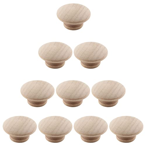 Murtenze 10 Pack 1-1/2 Inch Wood Knobs Unfinished Round Mushroom Shape Wooden Cabinet Pulls Handles Drawer Knobs Dresser Knobs for Drawer Dresser - WoodArtSupply