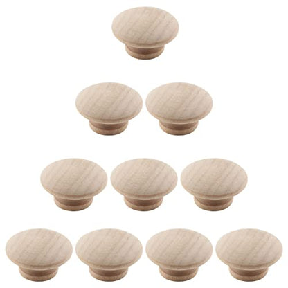 Murtenze 10 Pack 1-1/2 Inch Wood Knobs Unfinished Round Mushroom Shape Wooden Cabinet Pulls Handles Drawer Knobs Dresser Knobs for Drawer Dresser - WoodArtSupply