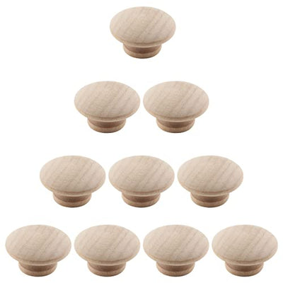 Murtenze 10 Pack 1-1/2 Inch Wood Knobs Unfinished Round Mushroom Shape Wooden Cabinet Pulls Handles Drawer Knobs Dresser Knobs for Drawer Dresser
