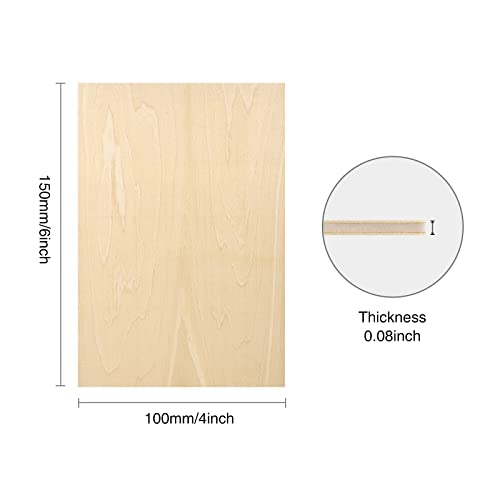 MIAHART 15 Pack 1/12 x 4 x 6 Inch Basswood Sheets, Unfinished Wood Boards Thin Wood Sheets Plywood Board for DIY Project, Crafts, Mini House Building MIAHART