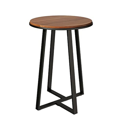 Dorriss Round End Tables, Small Side Table Walnut Color MDF Top,Metal Frame Black, Tall End Table for Bed Room,Coffee Tea End Table for Living