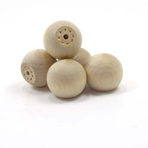 Mylittlewoodshop - Pkg of 6 - Ball with Flat Bottom - 1-1/4 inches in Diameter with 3/4 inch Flat Unfinished Wood(WW-KBB125-6) - WoodArtSupply