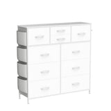 Lulive White Dresser for Bedroom with 10 Drawers, Chest of Drawers with Side Pockets and Hooks, PU Storage Dresser, Organizer Unit for Living Room, Lulive