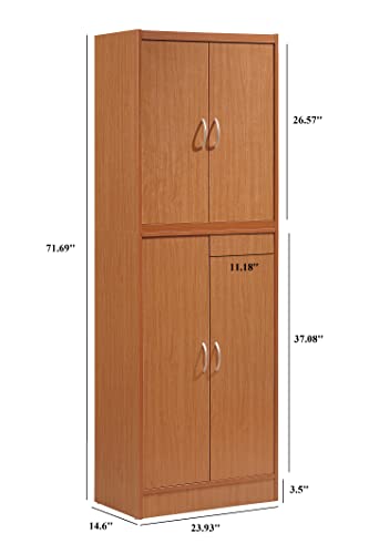Hodedah 4 Door Kitchen Pantry with Four Shelves, Cherry Hodedah