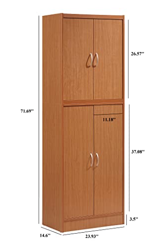 Hodedah 4 Door Kitchen Pantry with Four Shelves, Cherry