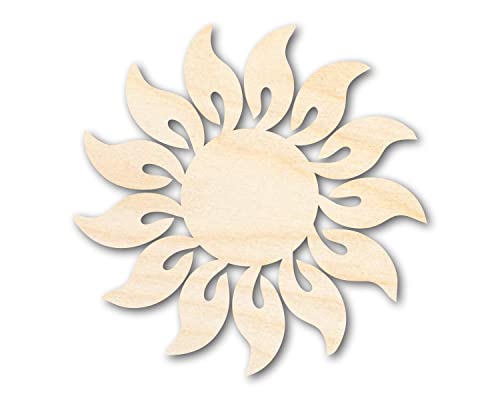 Unfinished Wood Radiant Sun Silhouette | Summer | Celestial | Craft Cutout | up to 36" 10" / 1/4" 24 Hour Crafts