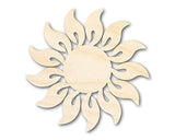 Unfinished Wood Radiant Sun Silhouette | Summer | Celestial | Craft Cutout | up to 36" 10" / 1/4" 24 Hour Crafts