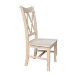 International Concepts Set of Two Double X-Back Dining Chair, 19.9"W x 22"D x 41.3"H, Wood Unfinished IC International Concepts