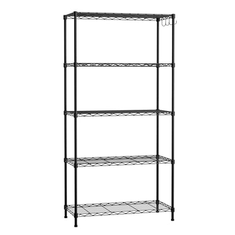 WORKPRO Storage Shelves, 5 Tier Metal Shelving Unit, Garage Wire Rack, Standing Adjustable Shelves with Hooks for Pantry Closet Kitchen Basement, 30" WORKPRO