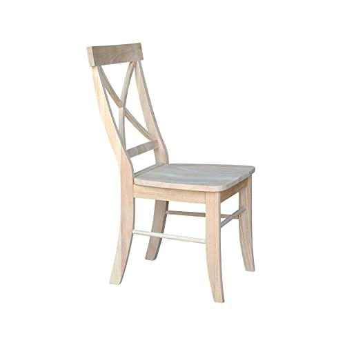 International Concepts Pair of X-Back Dining Chairs, Unfinished Wood IC International Concepts