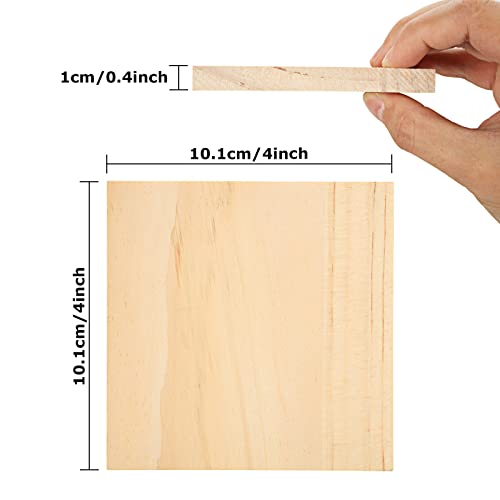 Acrux7 24 Pack 4x4 Inch Wood Squares for Paintings, Unfinished Wood Panels, Natural Pine Square, Blank Wood Boards for Laser Engraving, DIY Crafts, Acrux7