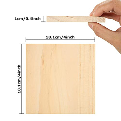 Acrux7 24 Pack 4x4 Inch Wood Squares for Paintings, Unfinished Wood Panels, Natural Pine Square, Blank Wood Boards for Laser Engraving, DIY Crafts,