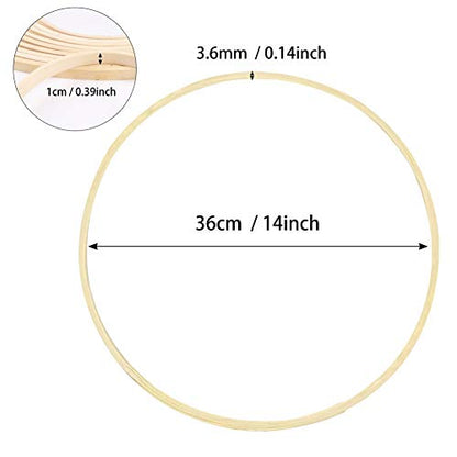 Wreath Rings, Wooden Wreath Rings for Crafts, Wooden Bamboo Floral Hoop Wreath Macrame Craft Hoop Rings for DIY Dream Catcher, Wall Hanging Crafts