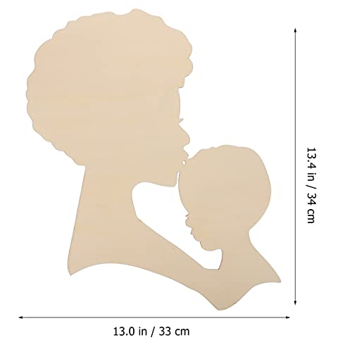 SEWACC Mother's Day Wood Chips African Woman Face Cutouts DIY Wooden Template House Ornaments Silhouette Wreath Template Black Man Gifts Unfinished - WoodArtSupply