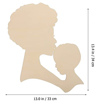 SEWACC Mother's Day Wood Chips African Woman Face Cutouts DIY Wooden Template House Ornaments Silhouette Wreath Template Black Man Gifts Unfinished - WoodArtSupply