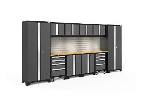 NewAge Products Garage Storage Cabinets Bold Series Gray Include Multi Use lockers, Rolling Tool, Base & Wall Cabinets with Lockable Doors, LED NewAge Products Inc.