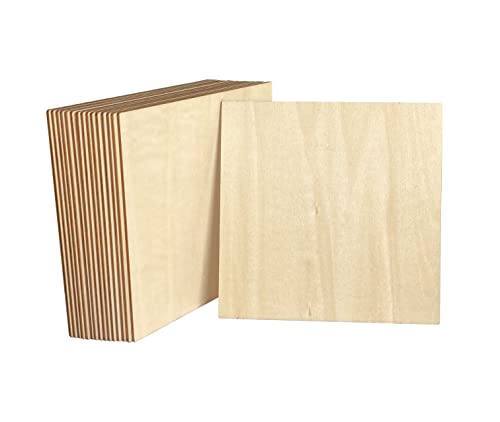 16 Pack Basswood Plywood Sheet, 6 x 6 x 1/8 Inch Unfinished Wooden Panels Basswood Board for Crafts Burning Painting
