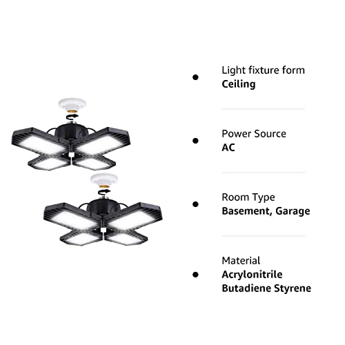 2 Pack LED Garage Lights,100W Deformable Led Garage Lighting 10000LM E26 Daylight 6000K LED Garage Ceiling Lighting Super Bright Adjustable Garage GMximo